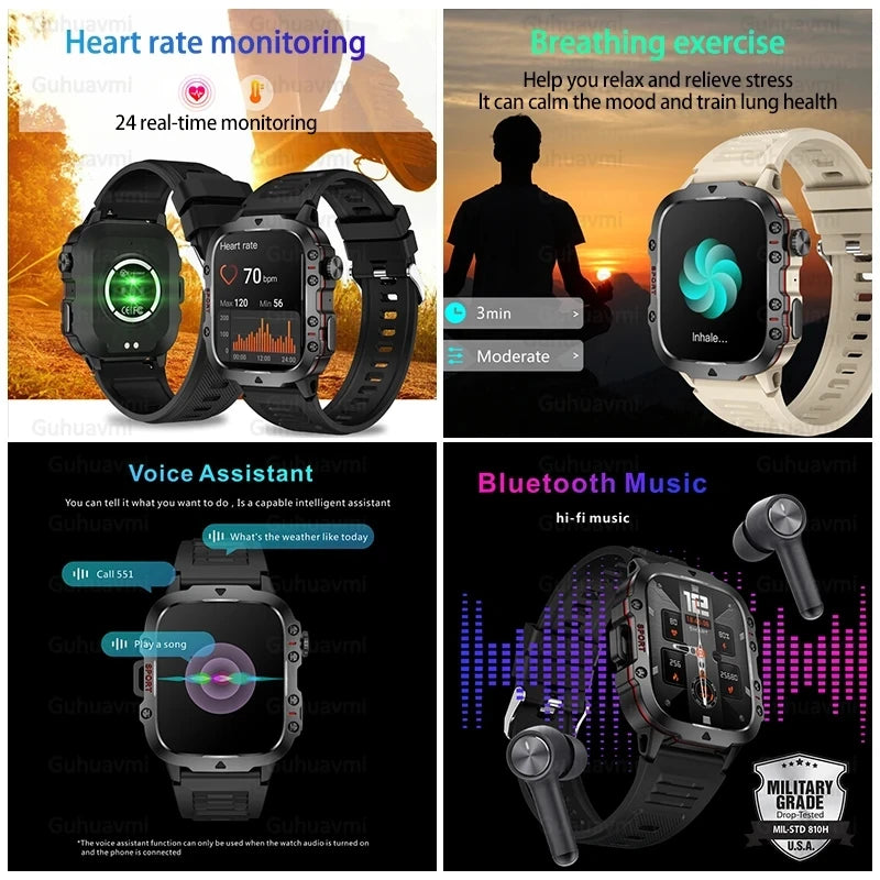 GUHUAVMI Rugged SmartWatch Men Waterproof